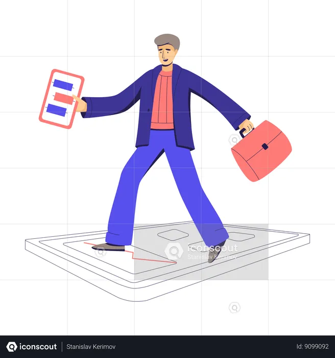 Businessman following up on his report  Illustration