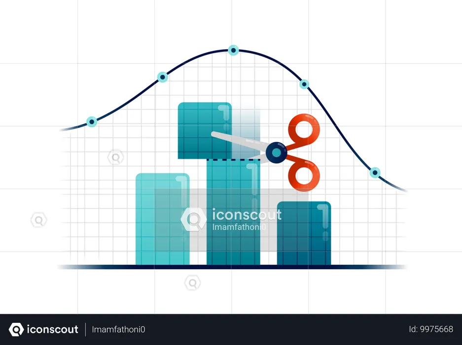 Businessman forces for cost cutting  Illustration