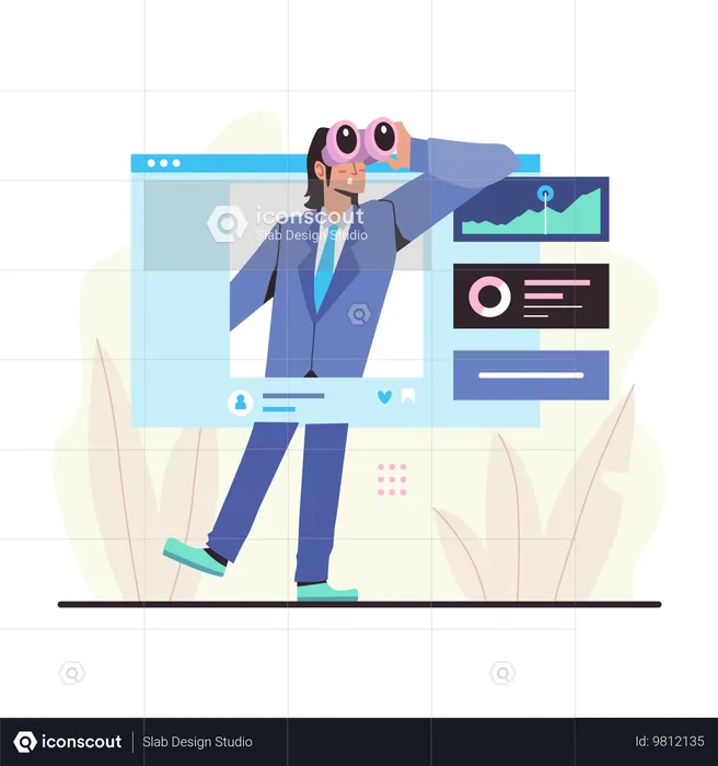 Businessman forecasting business growth  Illustration