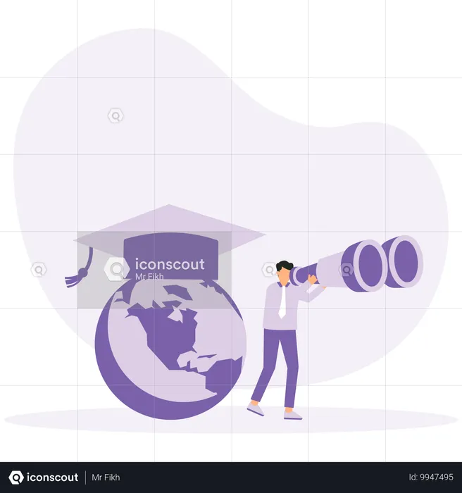 Businessman forecasts his education  Illustration