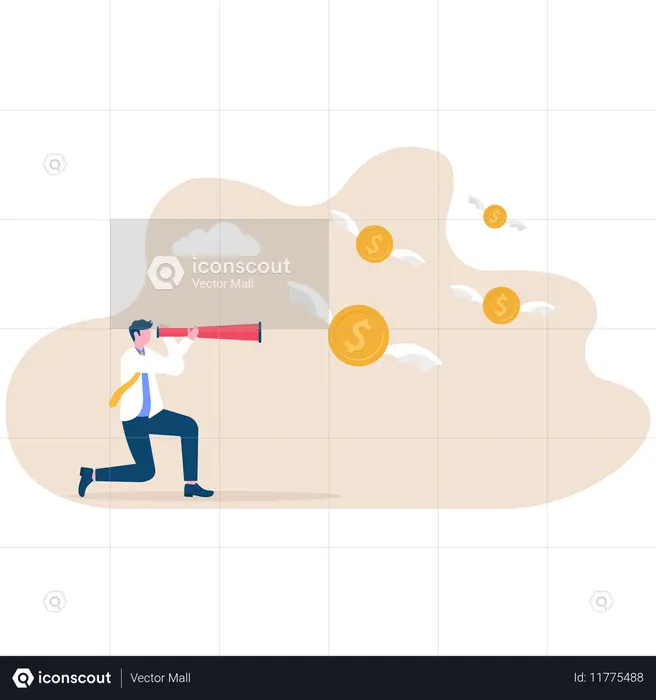 Businessman forecasts money vision  Illustration