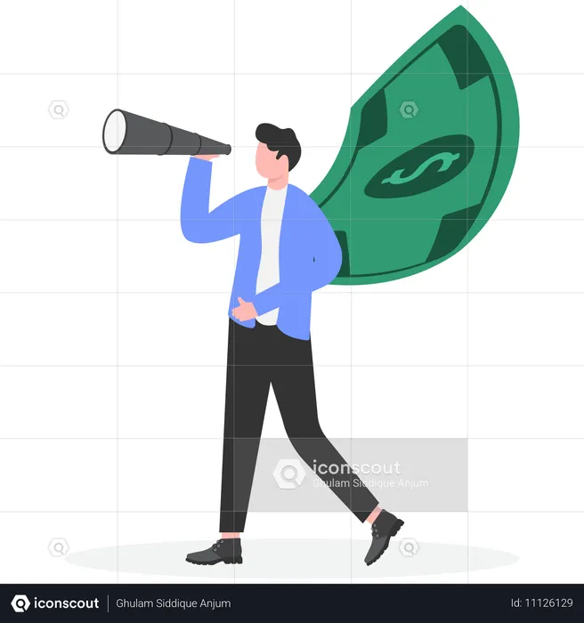 Businessman forecasts money vision  Illustration