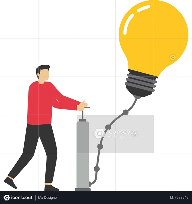 Businessman found a shiny light bulb  Illustration