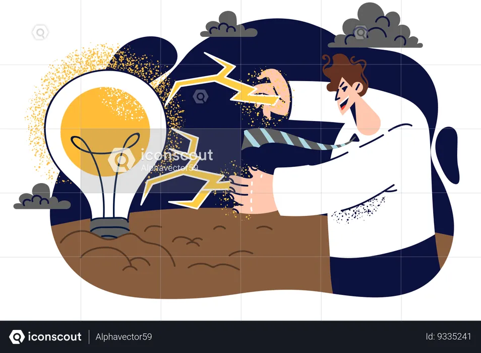 Businessman generating new ideas  Illustration