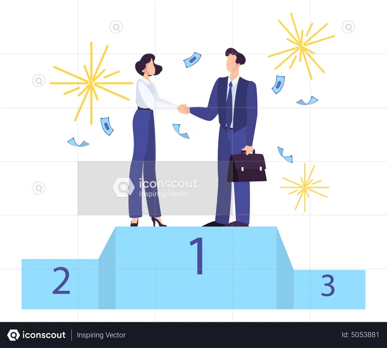 Businessman get first position in competition  Illustration