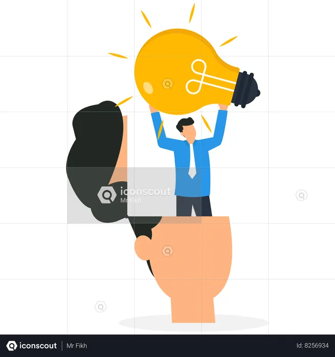 Businessman gets creative idea  Illustration