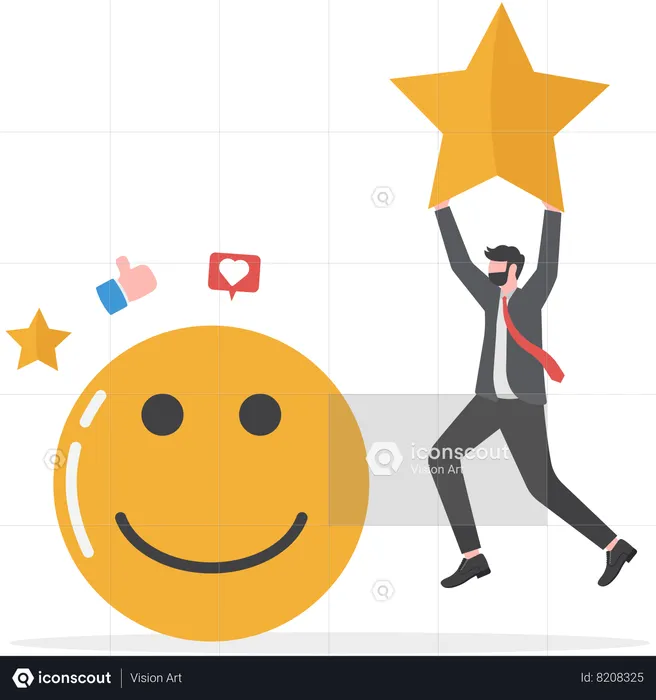 Businessman gets good rating on social media  Illustration