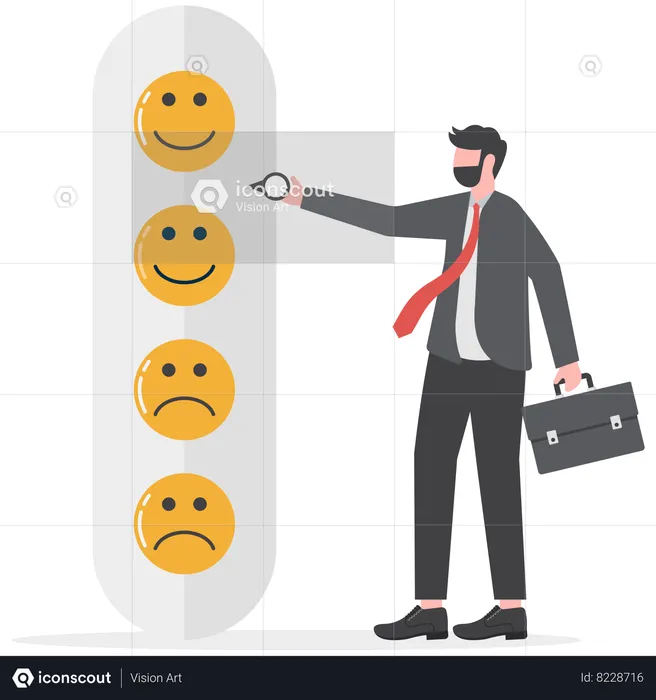 Businessman gets mixed feedbacks  Illustration