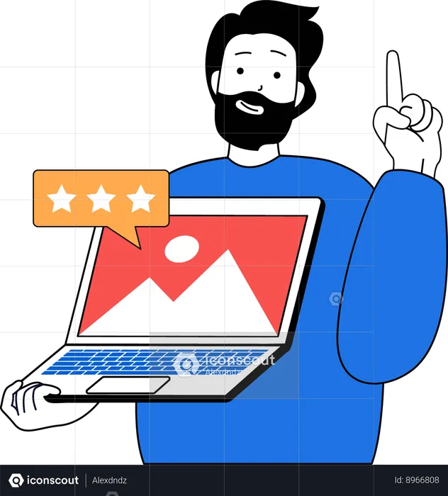 Businessman gets star review on his post  Illustration