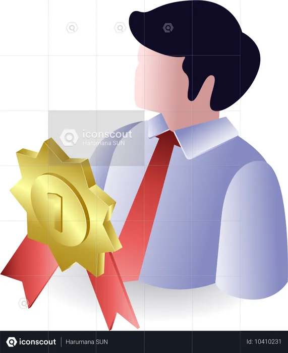 Businessman getting best employee award  Illustration