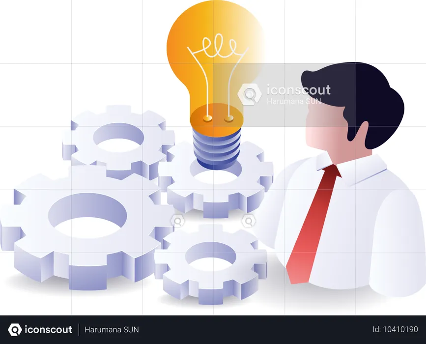 Businessman getting business idea  Illustration