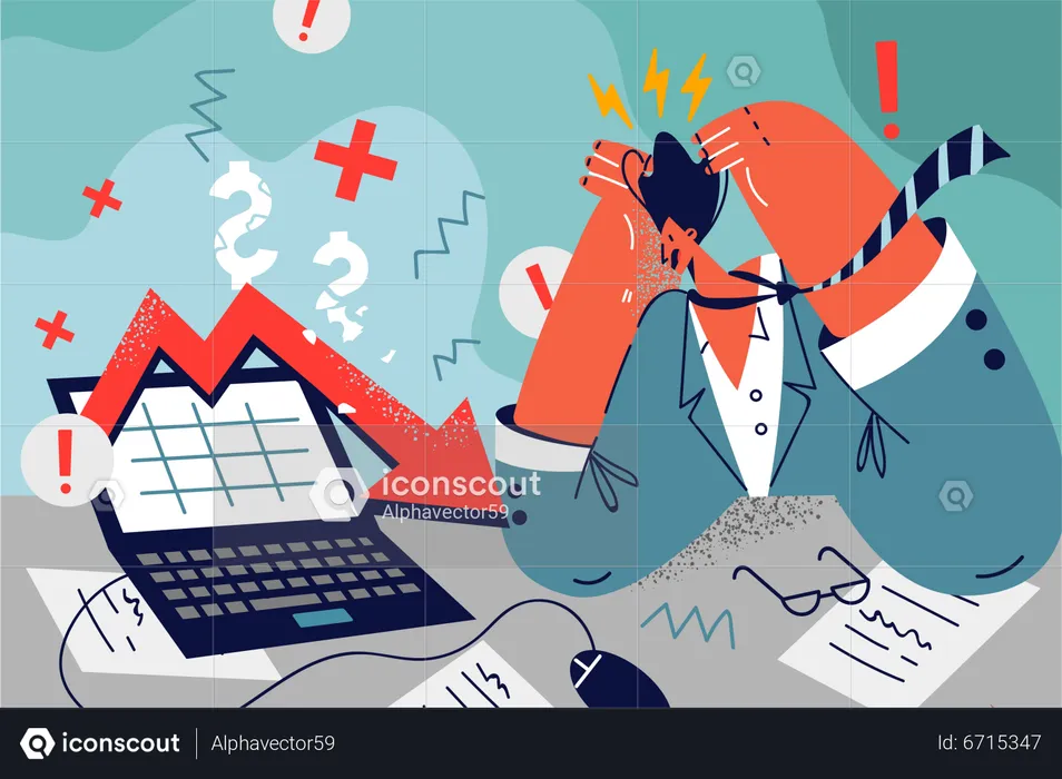 Businessman getting business loss  Illustration