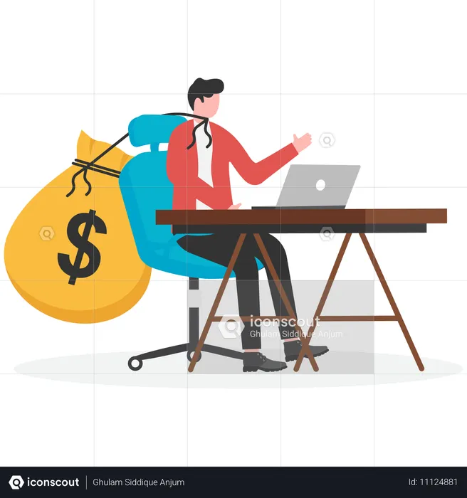 Businessman getting business wages  Illustration