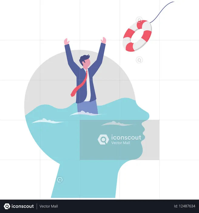 Businessman getting busniess rescue  Illustration