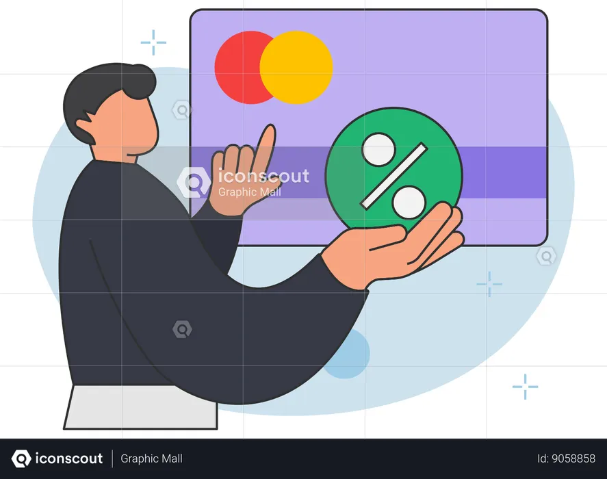 Businessman getting card payment discount  Illustration