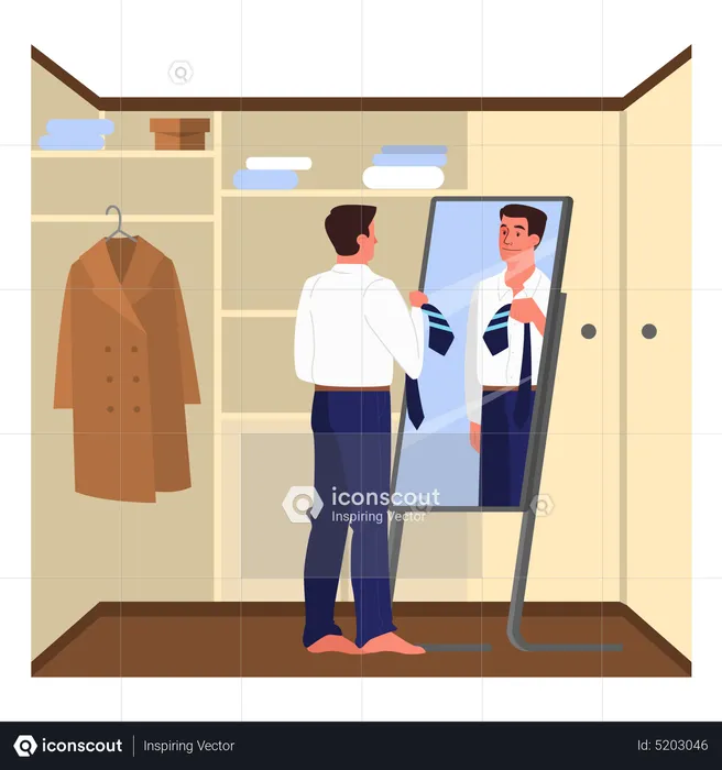 Businessman getting dressed up  Illustration