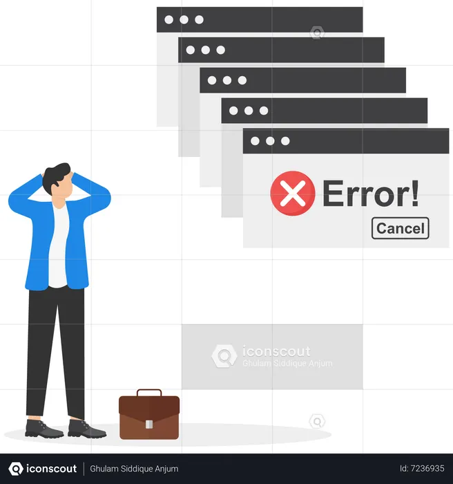 Businessman getting error messages  Illustration