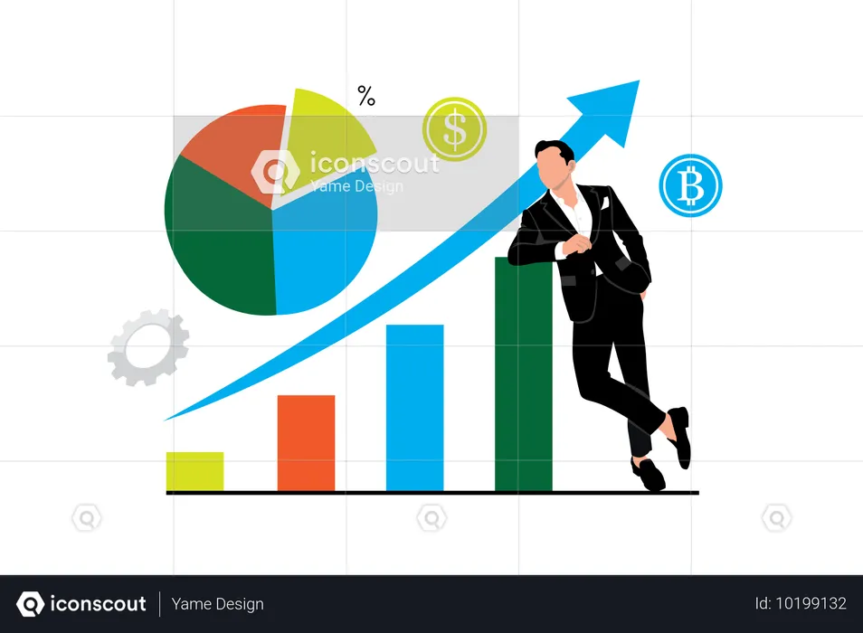 Businessman getting fianncial growth  Illustration