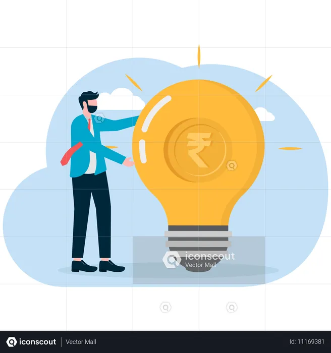 Businessman getting financial idea  Illustration