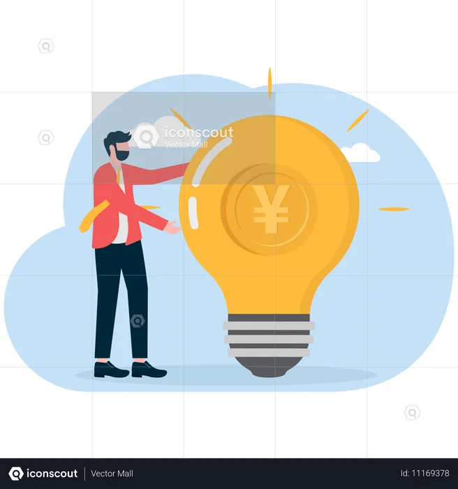 Businessman getting financial idea  Illustration