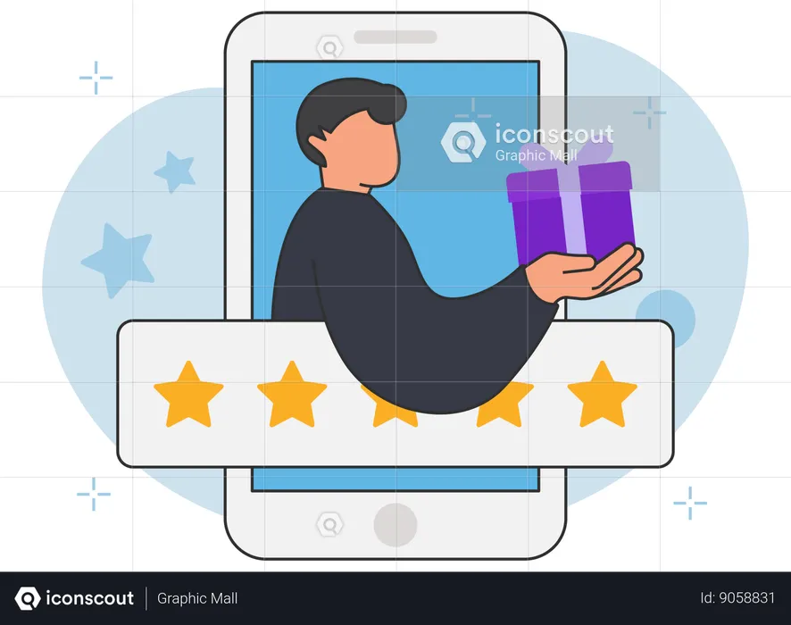 Businessman getting five star rating  Illustration