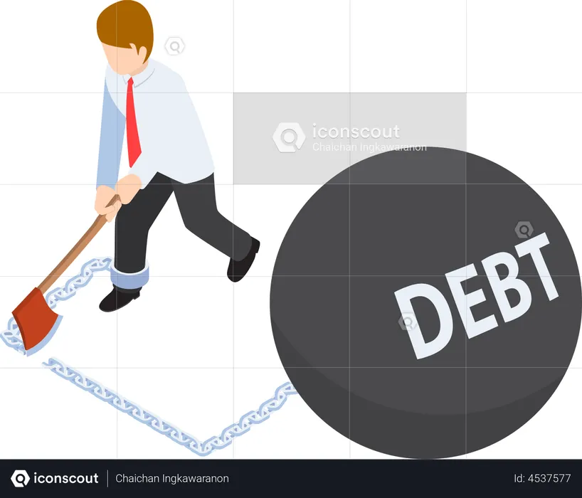 Businessman getting freedom from debt  Illustration