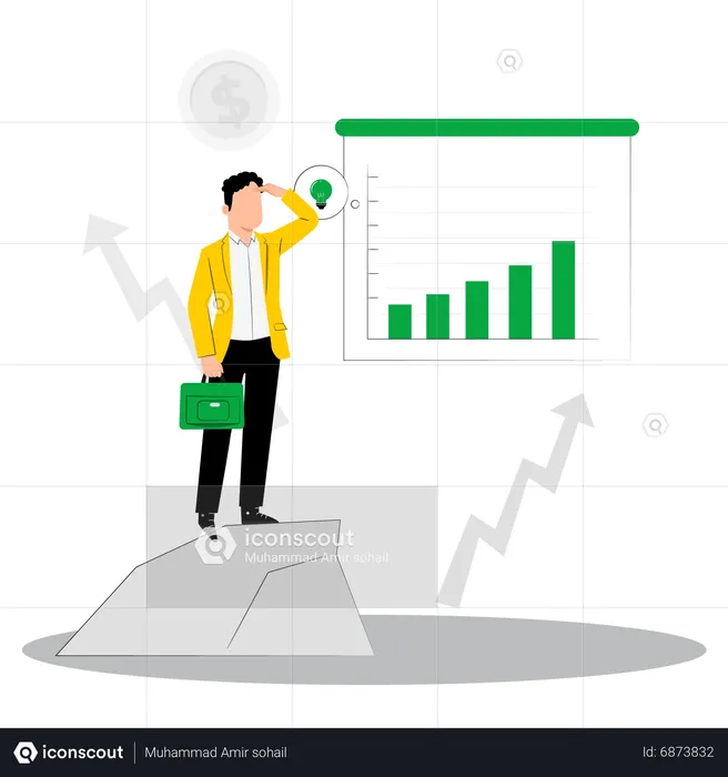 Businessman getting growth idea  Illustration