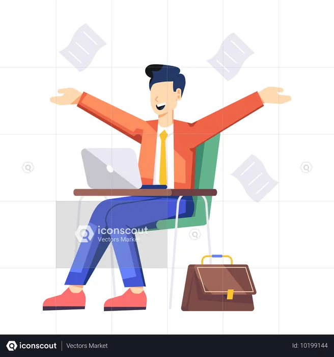 Businessman getting Happy for Work  Illustration