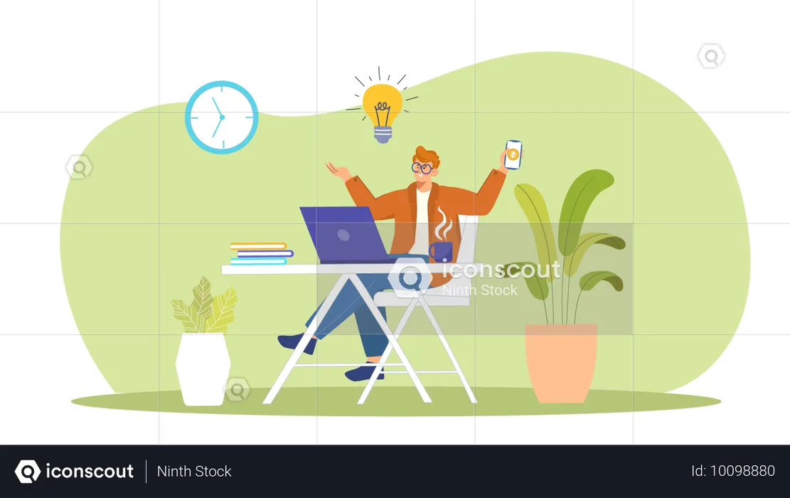 Businessman getting idea  Illustration