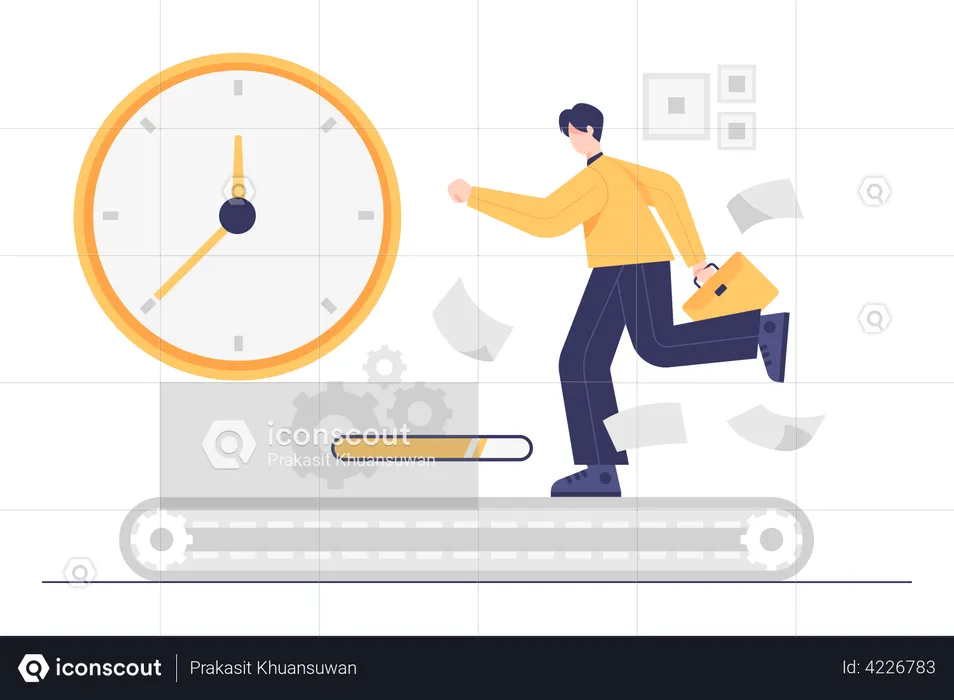 Businessman getting late for work  Illustration