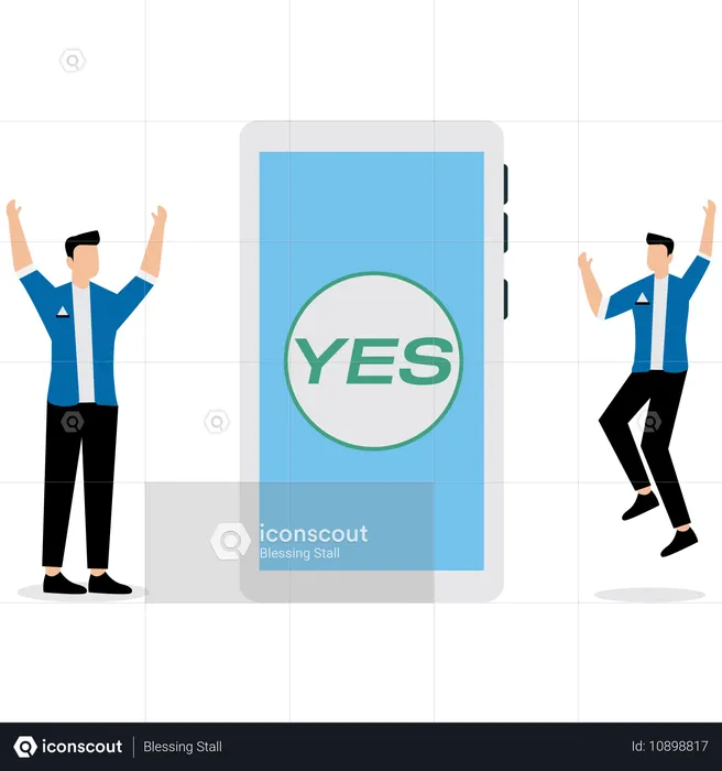 Businessman getting mobile permission  Illustration