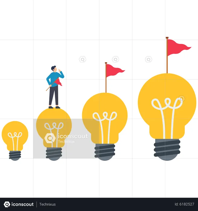 Businessman getting motivated for higher ideas  Illustration