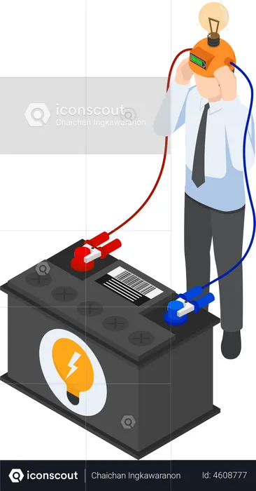 Businessman getting recharged  Illustration