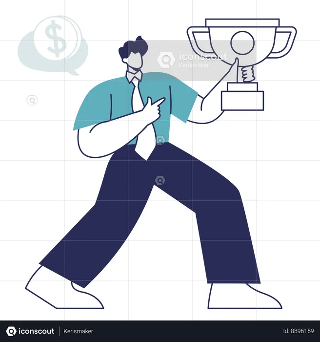 Businessman getting Reward Achievement  Illustration