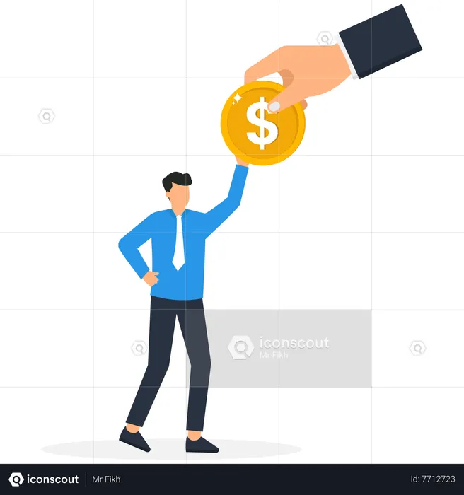 Businessman getting salary growth  Illustration