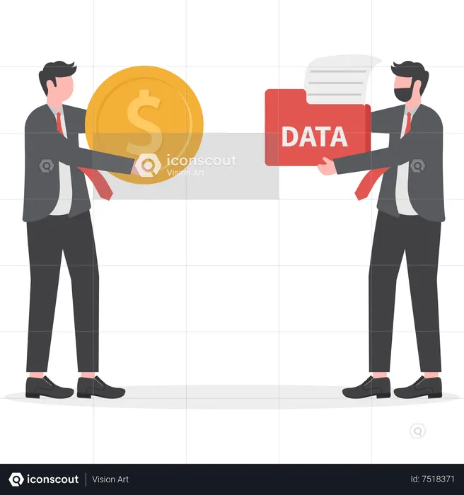 Businessman gives confidential protected data exchange for money  Illustration