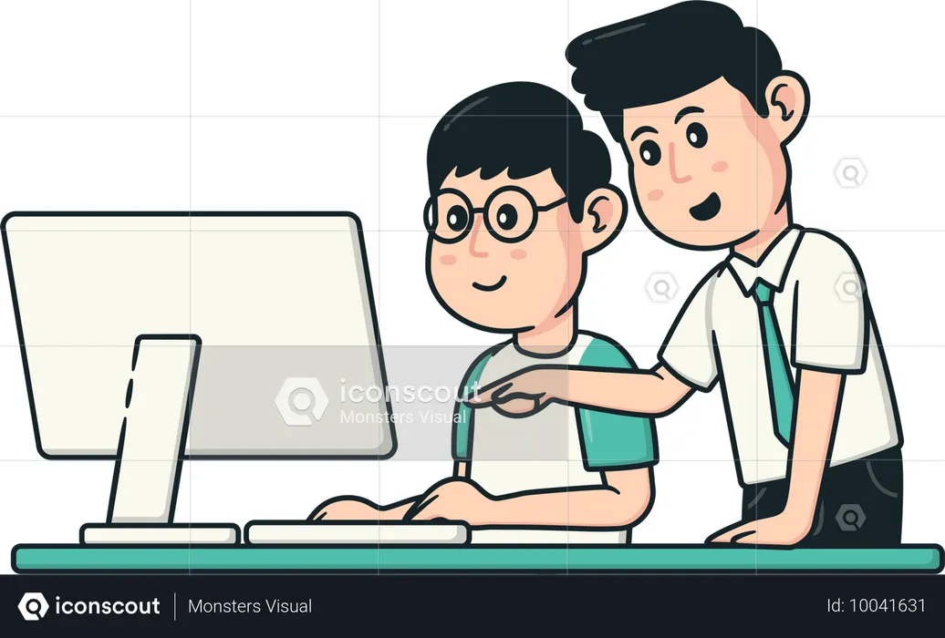 Businessman gives training to new employee  Illustration