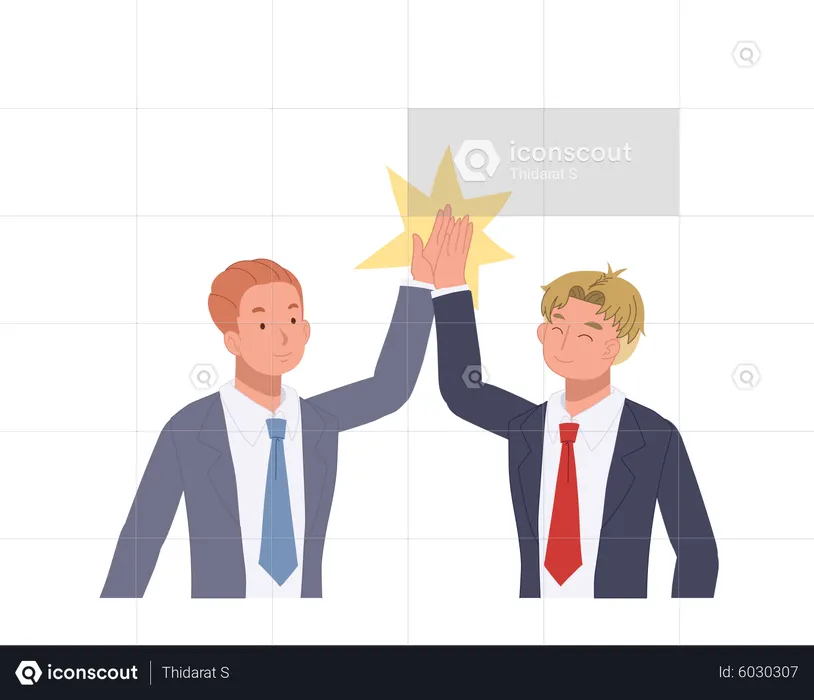 Businessman giving a high five  Illustration