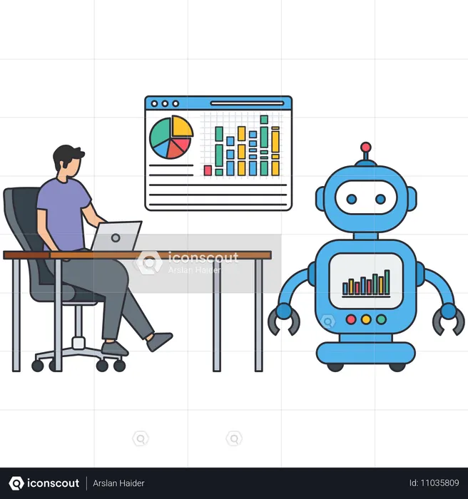 Businessman giving ai presentation  Illustration