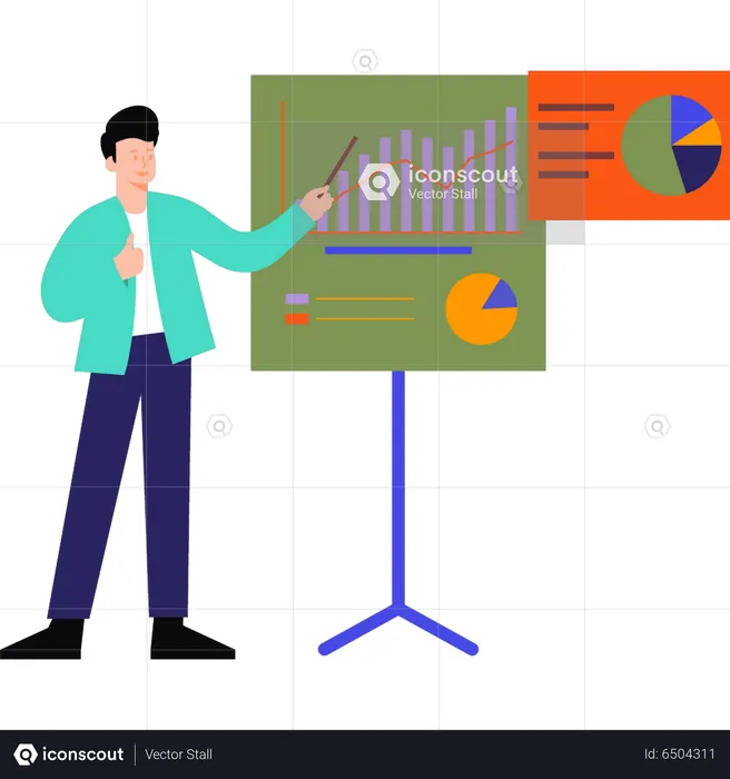 Businessman giving business presentation  Illustration