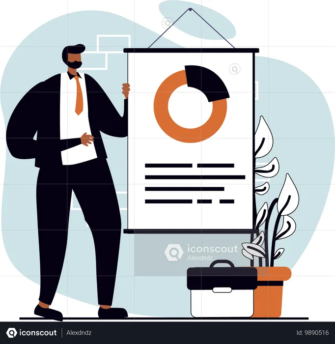 Businessman giving business presentation  Illustration