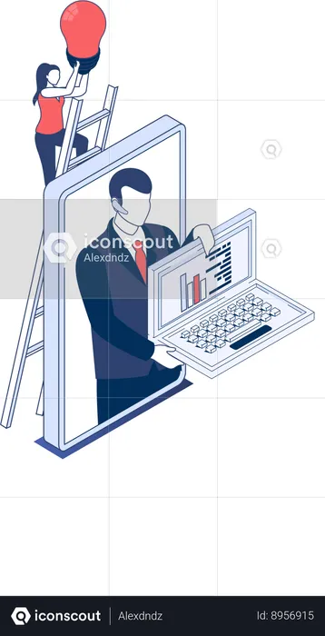 Businessman giving business training  Illustration