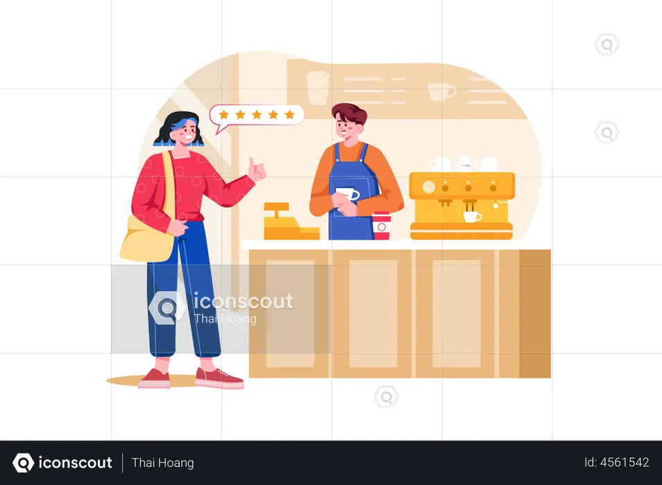 Businessman Giving Feedback to Coffee Shop Service  Illustration