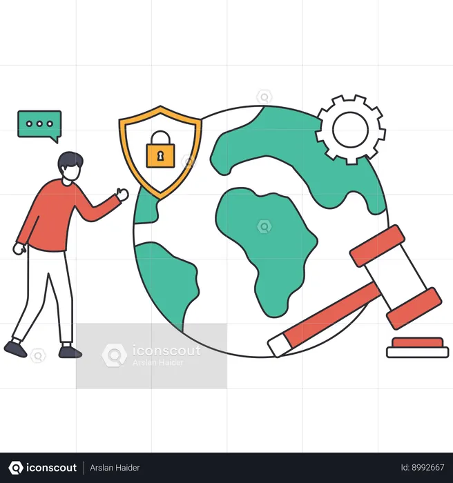 Businessman giving global protection  Illustration