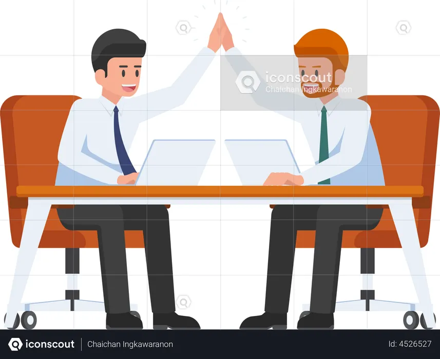 Businessman giving high five to each other  Illustration