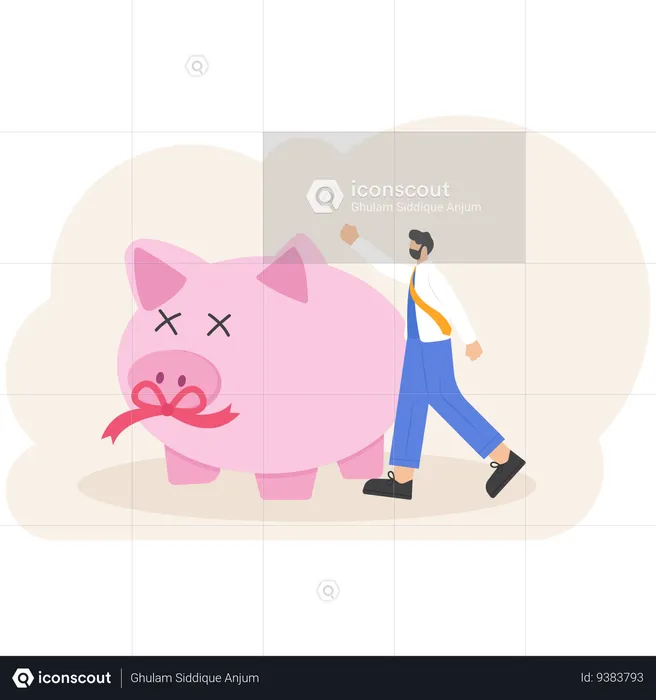 Businessman giving piggy bank  Illustration