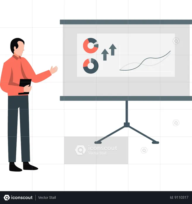 Businessman giving presentation about chart  Illustration