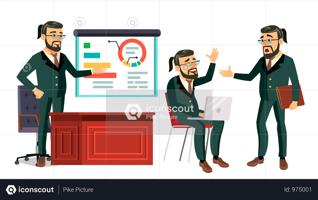 Businessman Giving Presentation In Office  Illustration