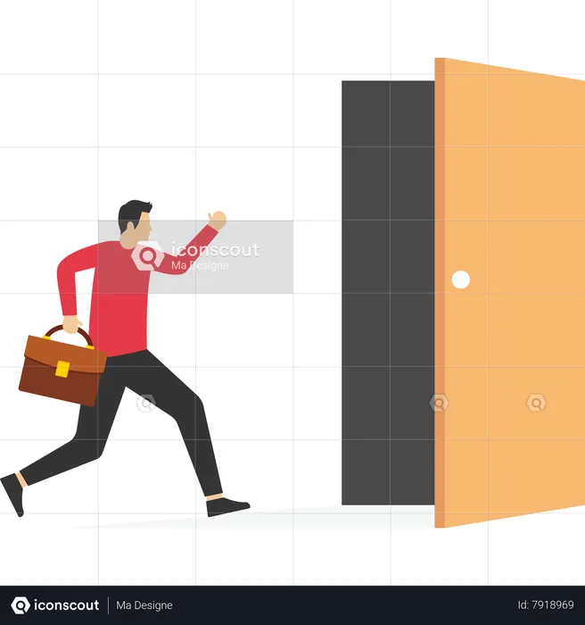 Businessman go forward to the exit door  Illustration