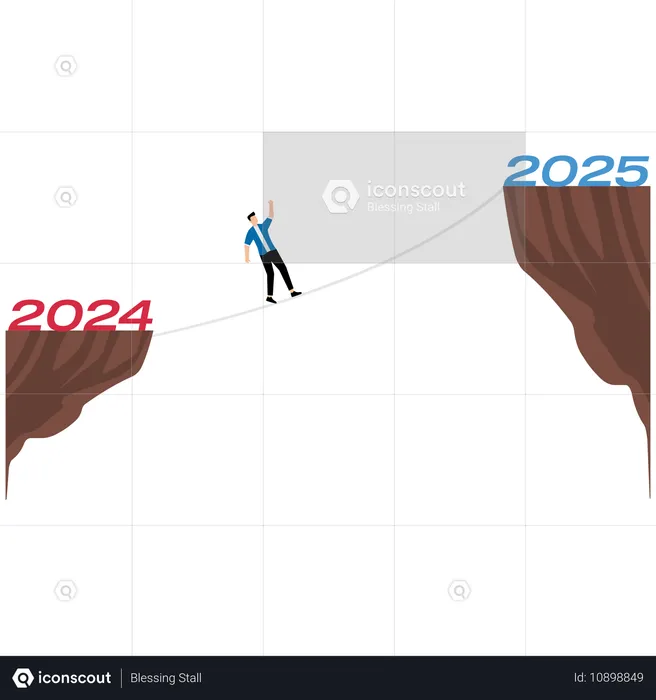 2024년부터 2025년까지 일하는 사업가  일러스트레이션